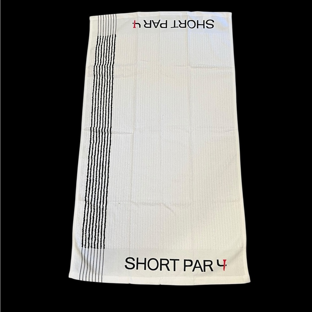 NEW Short Par 4 Golf Caddie Towel White Black Stripes 24”x44” 100% Cotton (2)